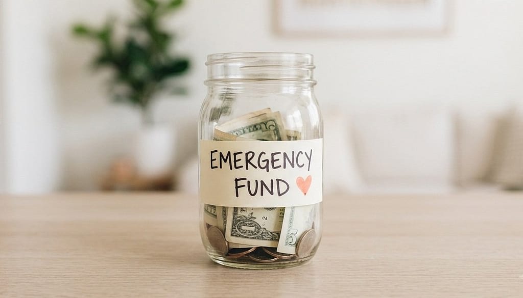 Building an emergency fund on a tight budget by saving a small starter amount.